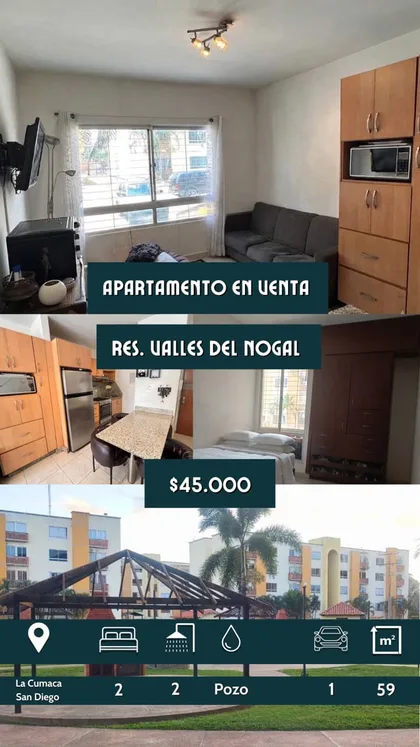 Apartamento en Res. Valles del Nogal, Sector el Polvero - La Cumaca - San Diego Edo Carabobo — USD 45.000