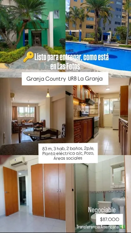 Apartamento en Res. Granja Country – Naguanagua — USD 87.000