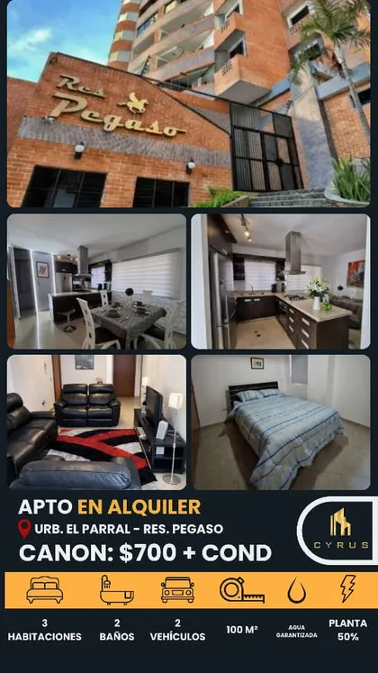 Apartamento en Urb. El Parral – Res. Pegaso – Valencia — USD 700
