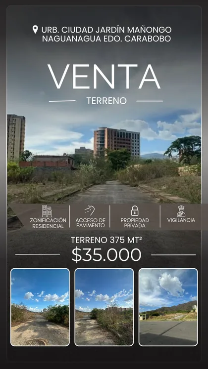 Terreno en Urb Ciudad Jardin Mañongo, Naguanagua Edo. Carabobo — USD 35.000
