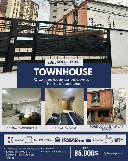 Townhouse en Conjunto Residencial Los Claveles, Naguanagua — USD 85.000
