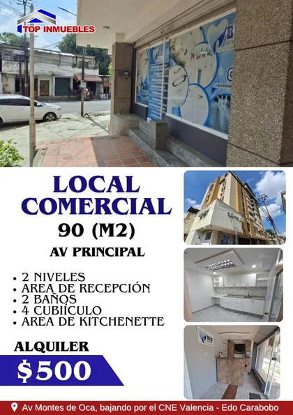 Local en Av. Montes de Oca, bajando por el CNE Valencia-Edo. Carabobo — USD 500
