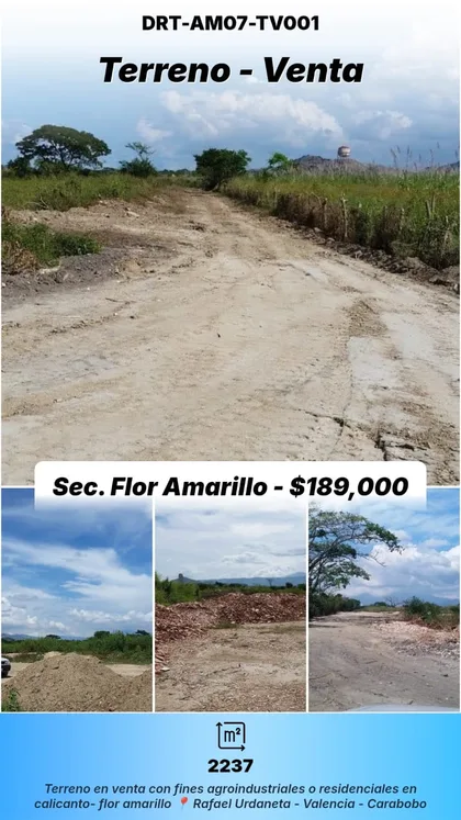 Terreno en Sec. Flor Amarillo, Parroquia Rafael Urdaneta, Municipio Valencia, Estado Carabobo — USD 189.000