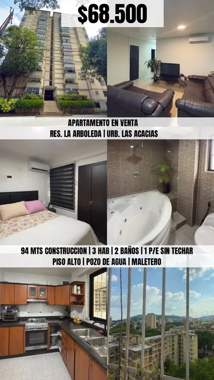 Apartamento en Res. La Arboleda, URB. Las Acacias — USD 68.500