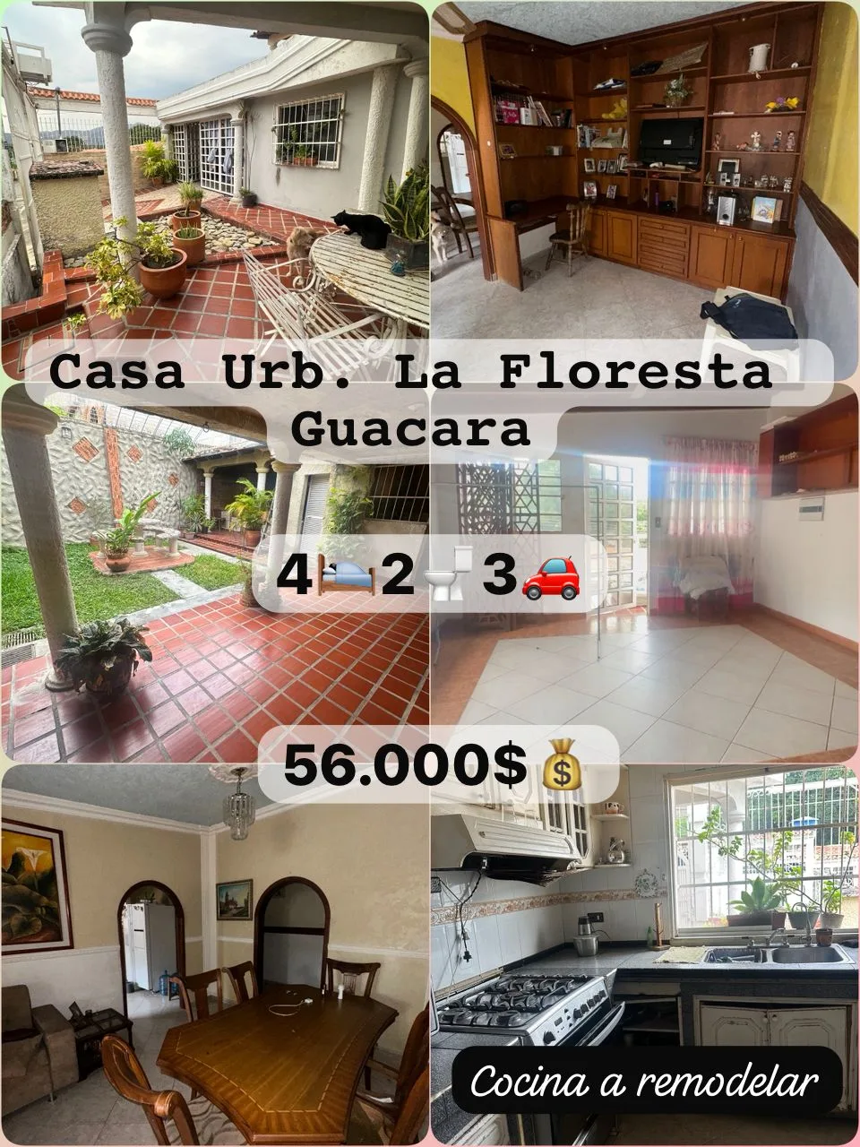 Casa de 4 habitaciónes en Guacara