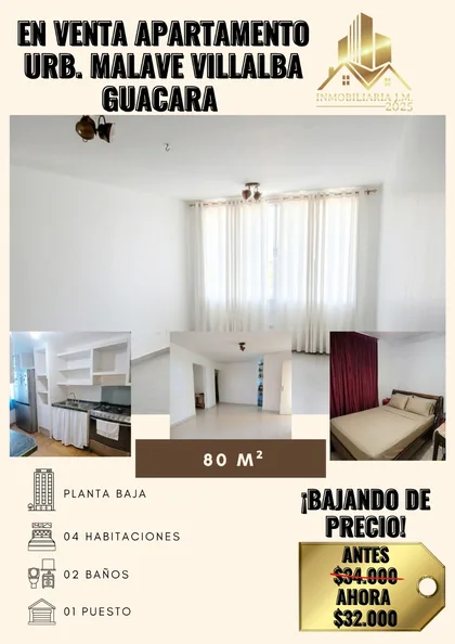 Apartamento en Urb. Malavé Villalba, Guacara — USD 32.000
