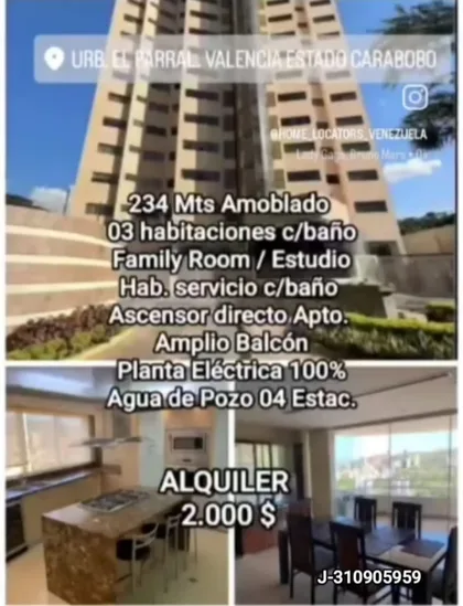 Apartamento en El Parral, Valencia — USD 2.000