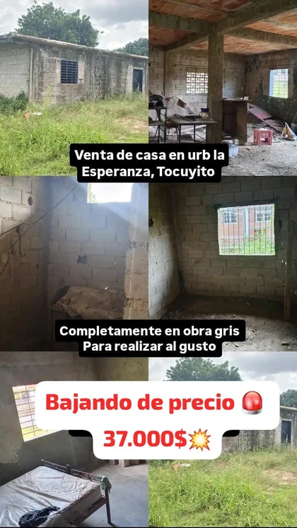 Casa en urb la Esperanza, Tocuyito — USD 37.000