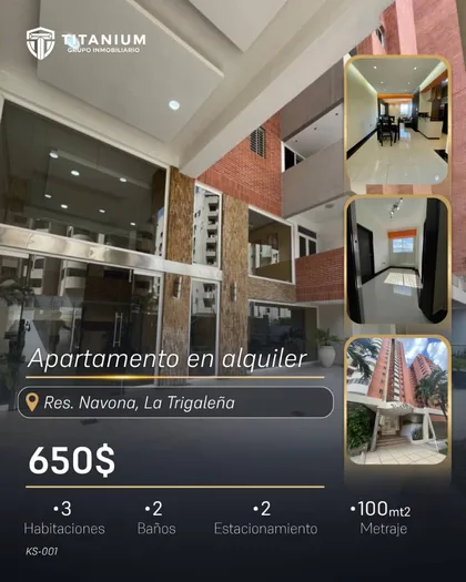 Apartamento en Res. Navona, La Trigaleña — USD 650