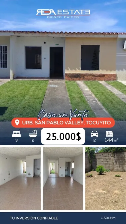 Casa en Urb. San Pablo Valley, Tocuyito, Mun. Libertador — USD 25.000