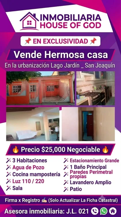 Casa en Lago Jardín, San Joaquín — USD 25.000