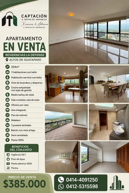 Apartamento en Residencias La Defensa, Altos de Guataparo — USD 385.000