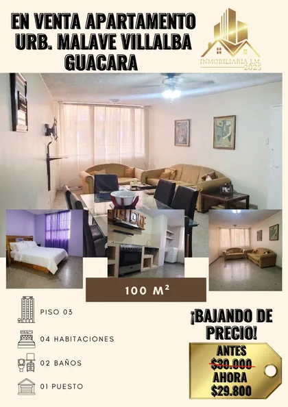 Apartamento en Urb. Malavé Villalba, Guacara — USD 29.800