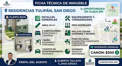 Apartamento en Residencias Tulipán, San Diego — USD 300