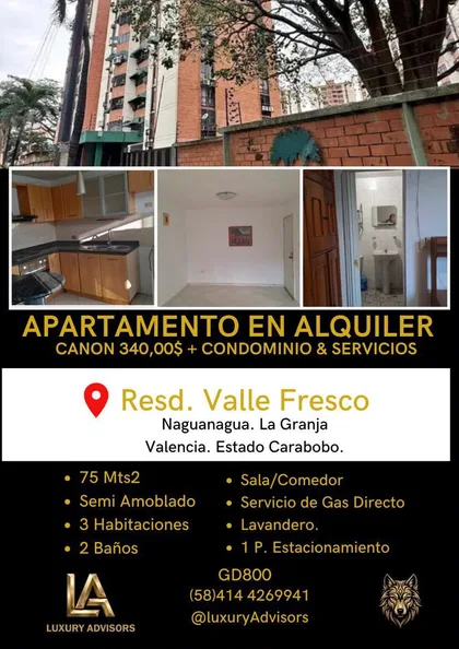 Apartamento en Naguanagua, La Granja, Valencia, Estado Carabobo — USD 340