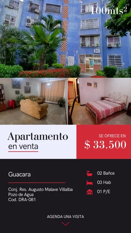 Apartamento en Conj. Res. Augusto Malave Villalba, Guacara — USD 33.500