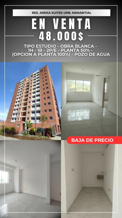 Estudio en Res. Areka Suites, Urb. Manantial — USD 48.000