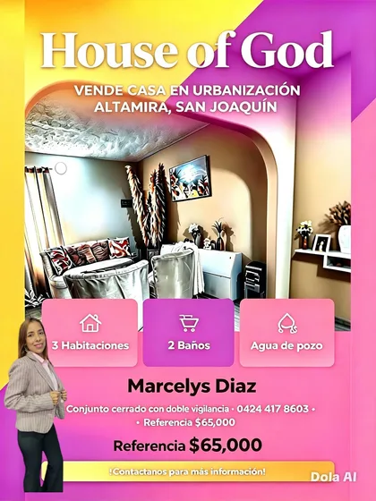 Casa en Urbanización Altamira, San Joaquín — USD 65.000