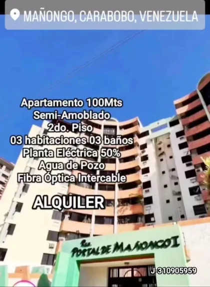 Apartamento en Resd. Portal de Mañongo I Naguanagua — USD 450