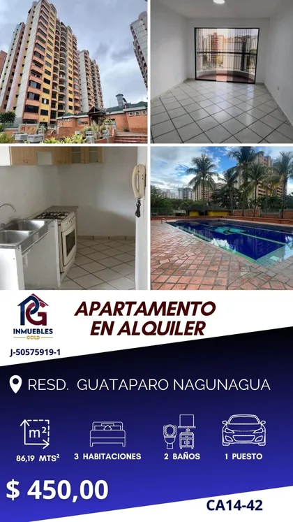 Apartamento en Parque Residencial Guaparo Norte, Naguanagua, Sector La Granja — USD 450