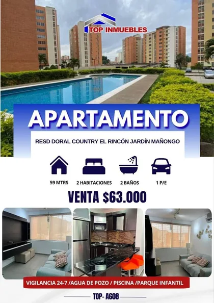 Apartamento en El Rincón Jardín Mañongo — USD 63.000