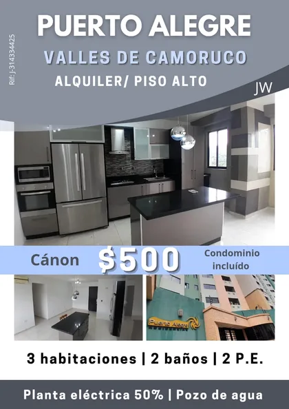 Apartamento en Valles de Camoruco — USD 500
