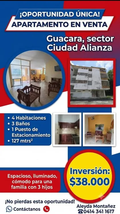Apartamento en Guacara, sector Ciudad Alianza — USD 38.000