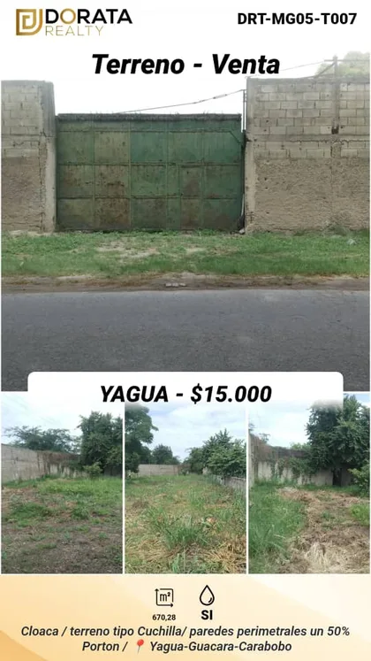 Terreno en Yagua-Guacara — USD 15.000