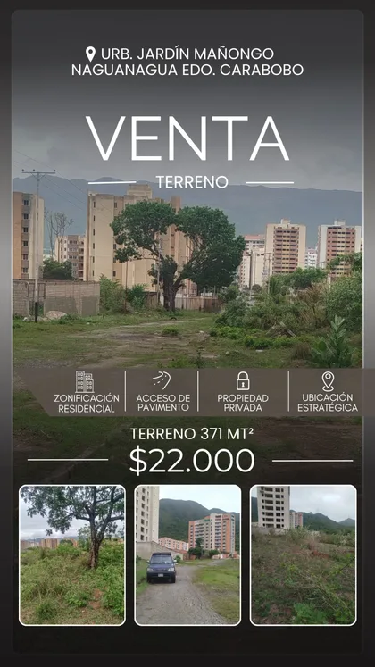 Terreno en Urb. Jardín Mañongo, Naguanagua, Edo. Carabobo — USD 22.000