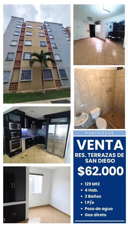 Penthouse en Residencias Terrazas de San Diego, detrás de CC Fin de Siglo, San Diego, Edo Carabobo — USD 62.000