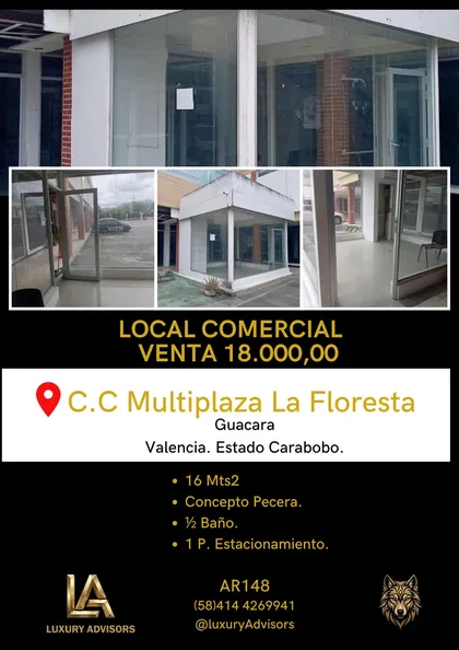 Local en C.C Multiplaza La Floresta, Guacara, Valencia, Estado Carabobo — USD 18.000