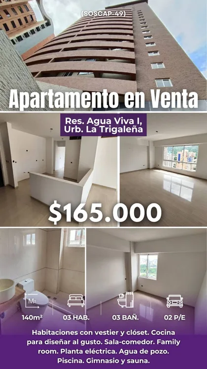 Apartamento en Urb La Trigaleña Valencia — USD 165.000