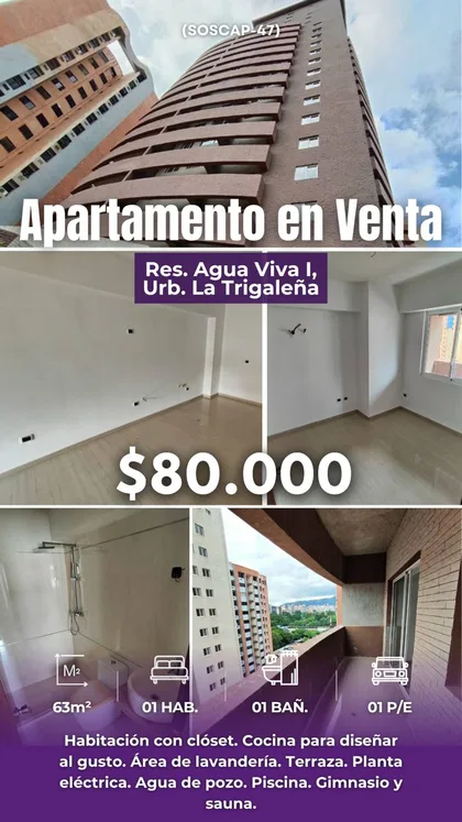 Apartamento en Urb. La Trigaleña Valencia — USD 80.000