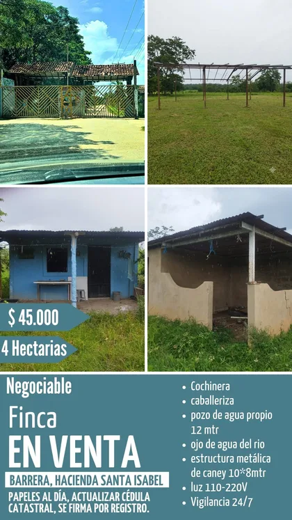 Terreno en Sector barrera, hacienda santa isabel — USD 45.000